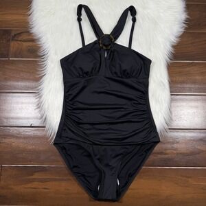Tommy Bahama Women's‎ Size 6 Black Pearl High Neck One Piece Swimsuit